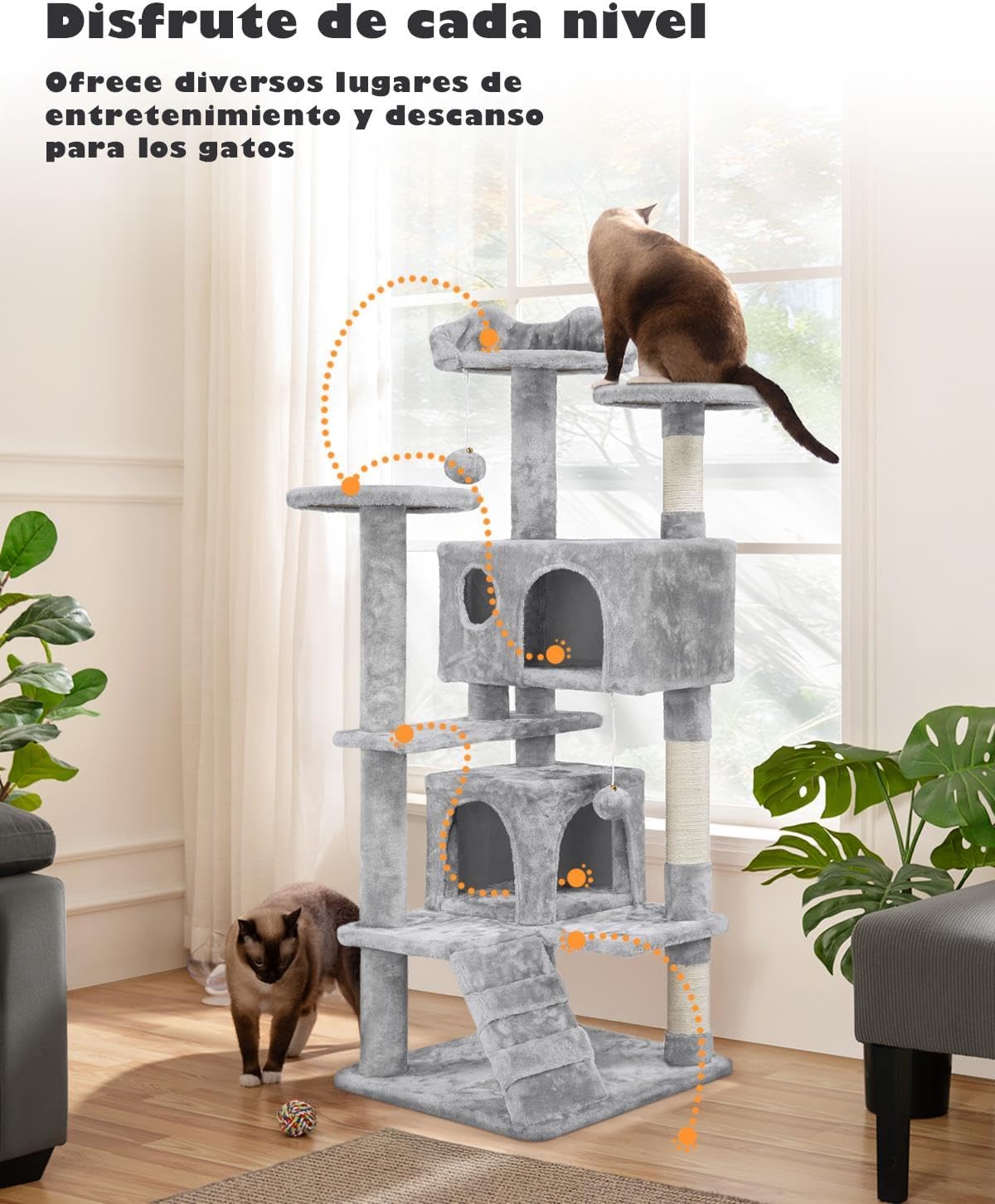 Thumbnail 3 de Yaheetech Árbol rascador 139 cm 3 plataformas