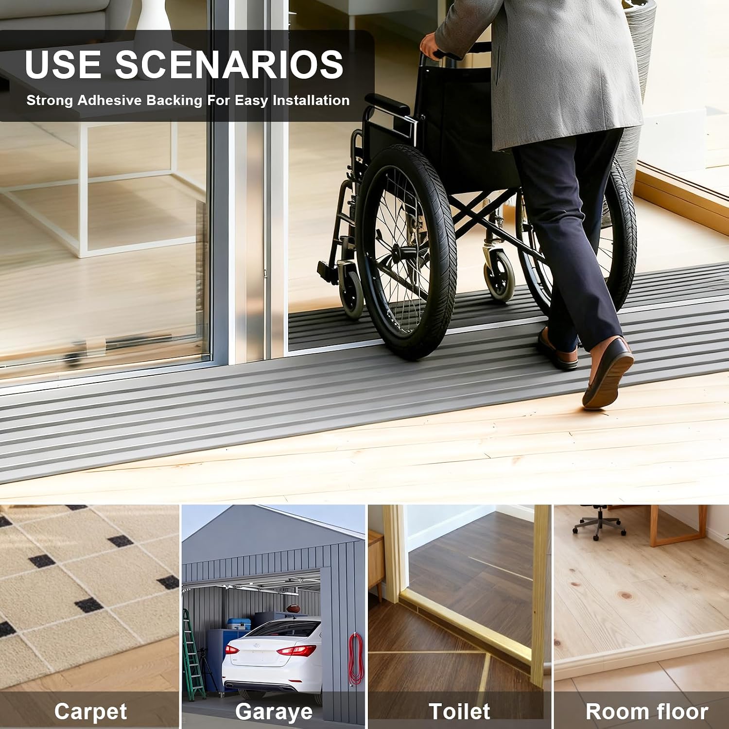 Detalle de CUTIS Türschwellenrampe 90x10x3,5 cm – Vielseitige Rampe für Saugroboter, Kinderwagen, Rollatoren und E‑Scooter