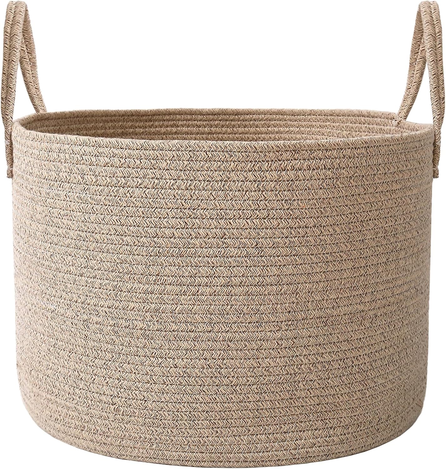Detalle de JMvicyroam 65L Extra-Large Blanket Basket (Woven Cotton Rope Laundry Hamper) — Oatmeal