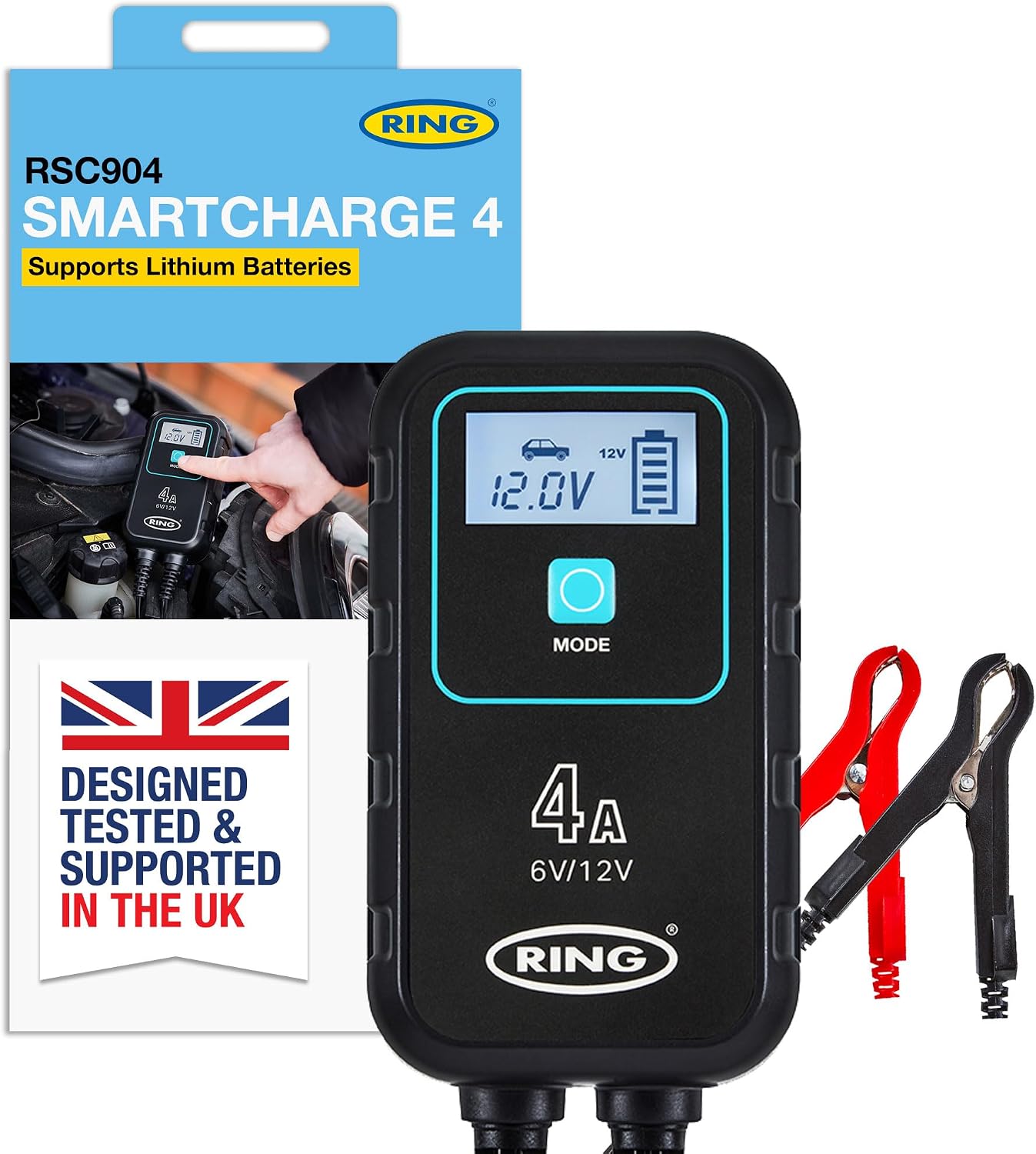 Detalle de Ring SMARTCHARGE 4A Car Charger & Maintainer for Batteries ⚙