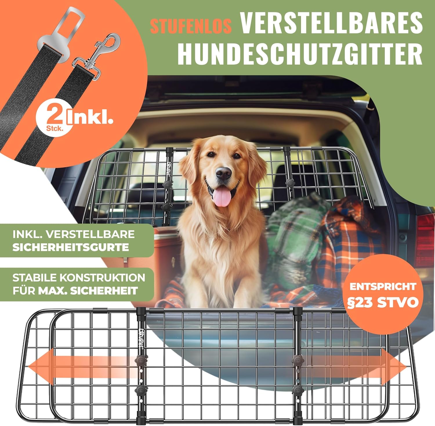 Detalle 2 de LOVPET® Hundegitter 30 x 91-153 cm