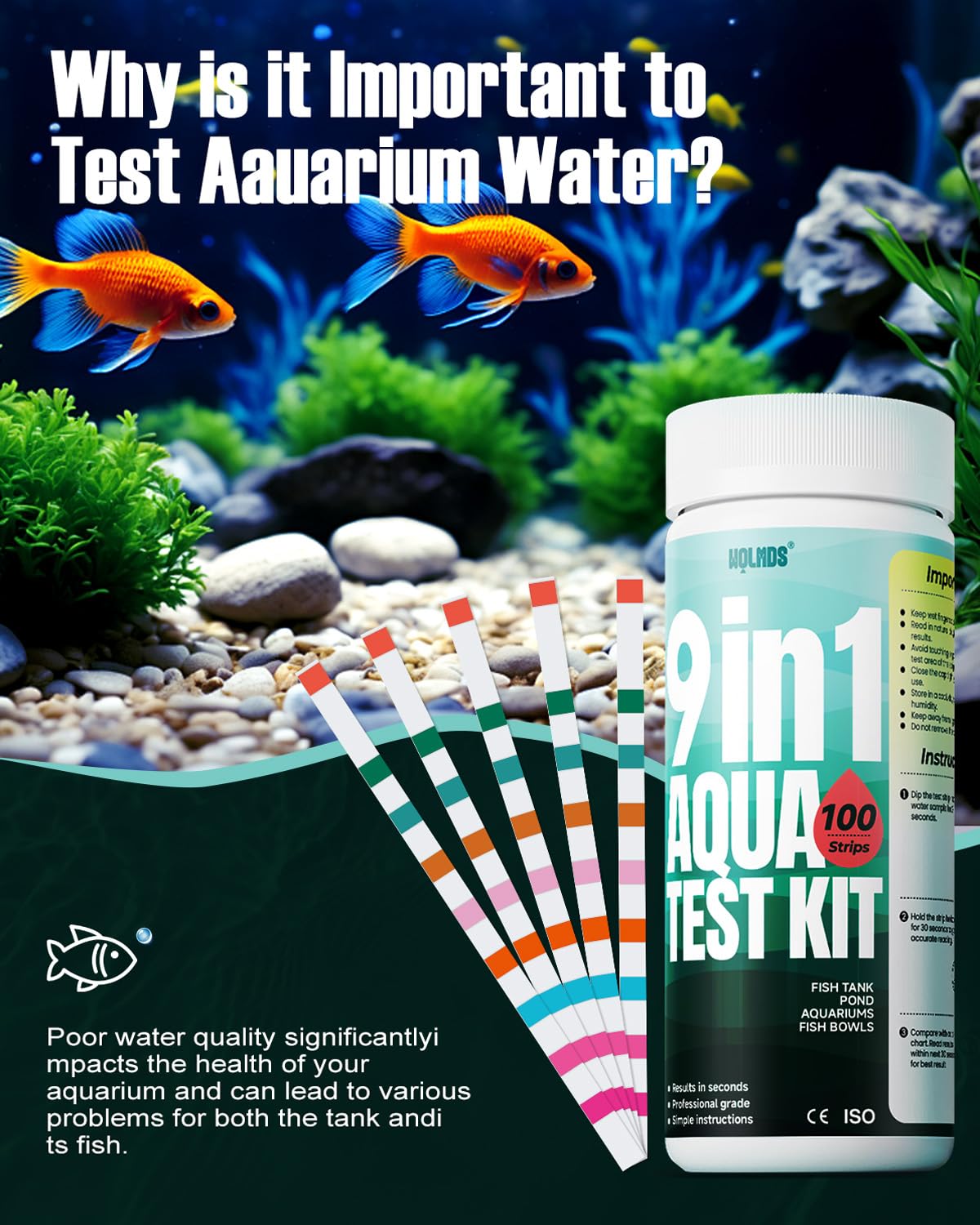 Thumbnail 6 de Aquarium Test Strips - 9-in-1 Aquarium Water Test Kit (100 Strips) for Freshwater & Saltwater