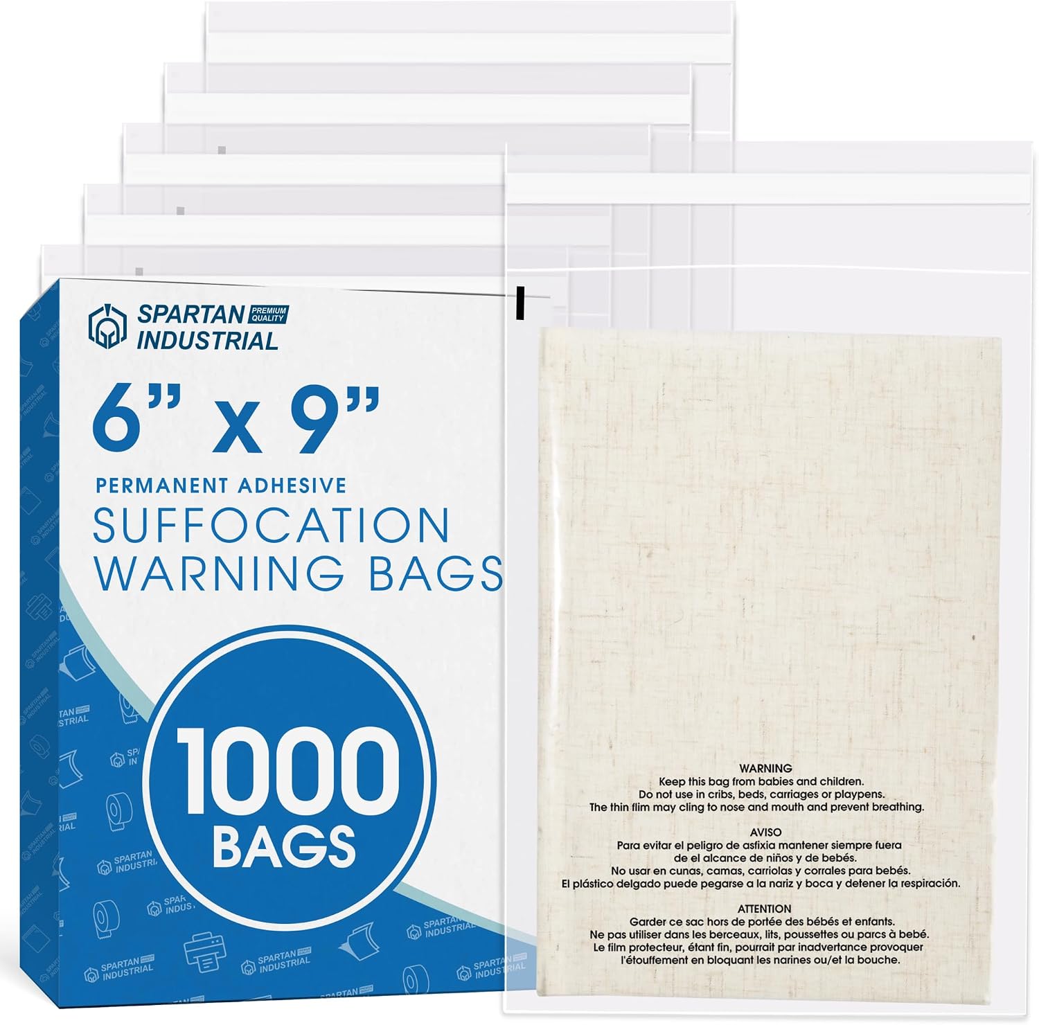 Spartan Industrial FBA_SFW-Bag-0609 6 x 9-Inch Clear Poly Bags, 1,000 Count