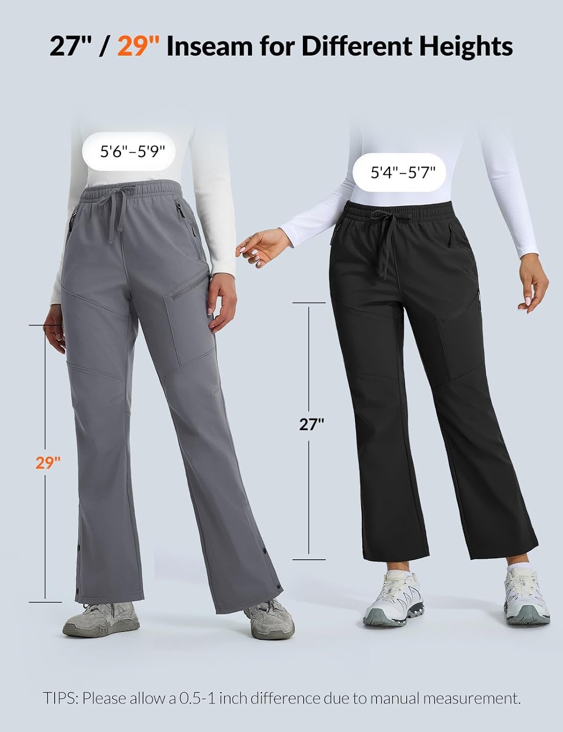 Detalle de baleaf Women's Fleece-Lined Snow Pants, Water-Resistant Softshell, 3 Zip Pockets