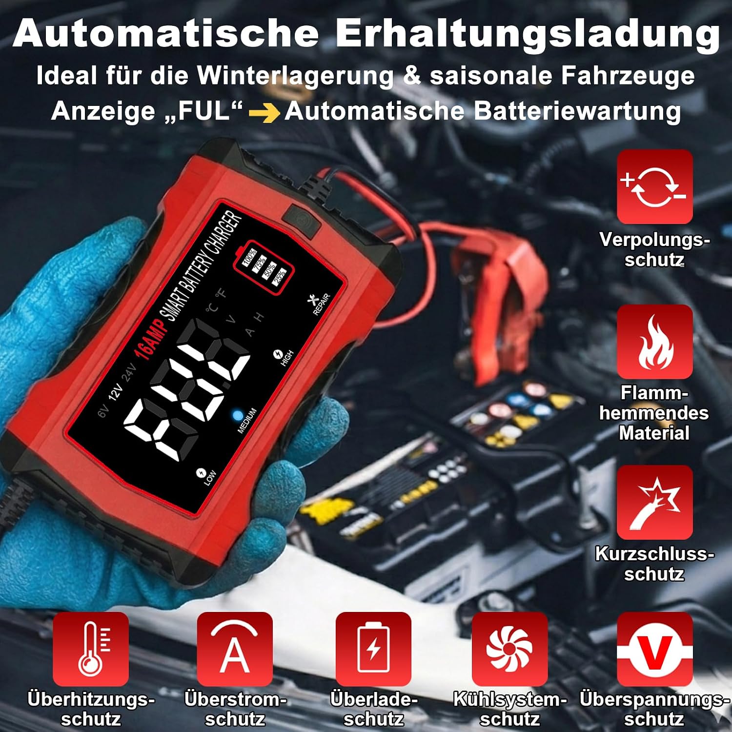 Thumbnail 5 de HTRC 16A Autobatterie Ladegerät 12V