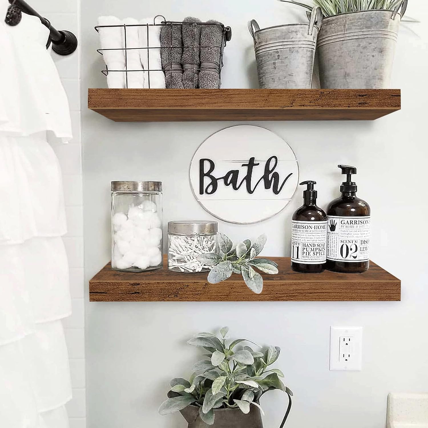 Thumbnail 1 de QEEIG 23.6" Floating Wall Shelf set of 2 🪵