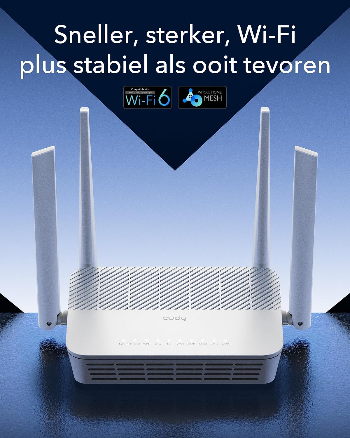 Thumbnail 1 de Cudy WR3000S AX3000 wifi 6-meshrouter met vijf gigabitpoorten en VPN