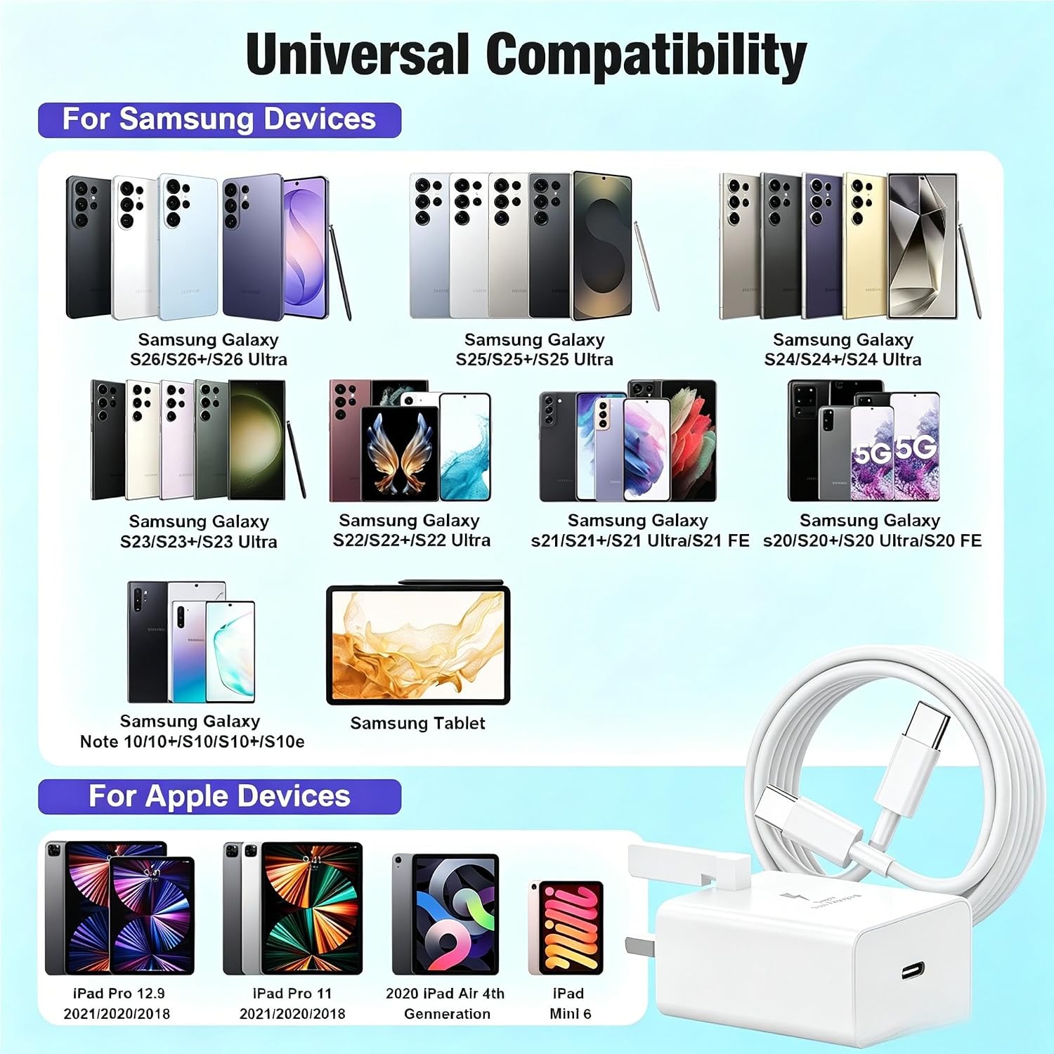 Thumbnail 6 de DGVERS 45W USB-C Charger Plug for iPhone 17/16/15 with 2+2+3M Fast Charger Cables