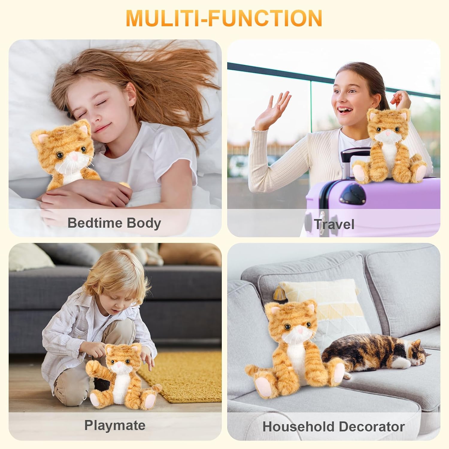 Detalle 2 de SuzziPals Heatable & Coolable Orange Cat Plush 1 ๐
