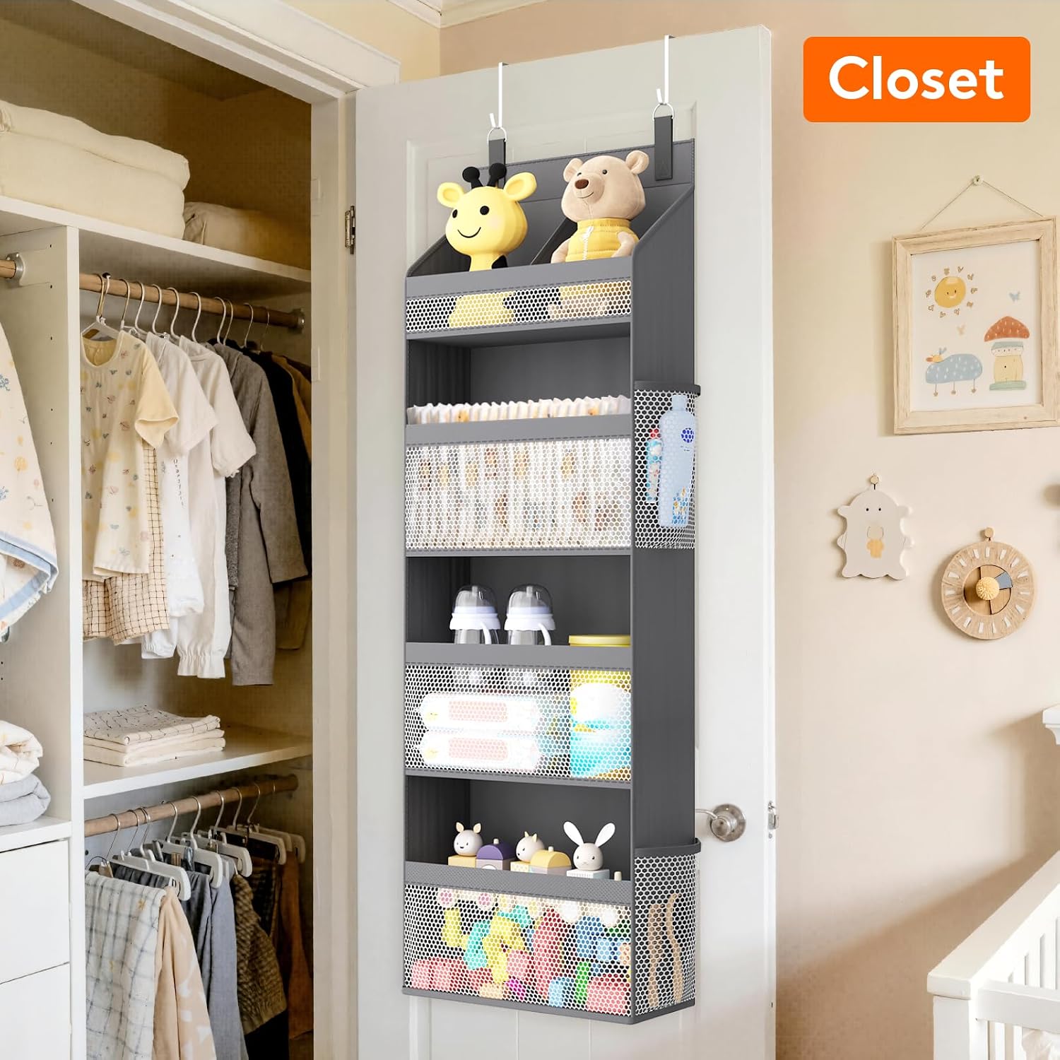 Thumbnail 1 de Lifewit 25122 4-Tier Over-the-Door Organizer with Mesh Side Pockets