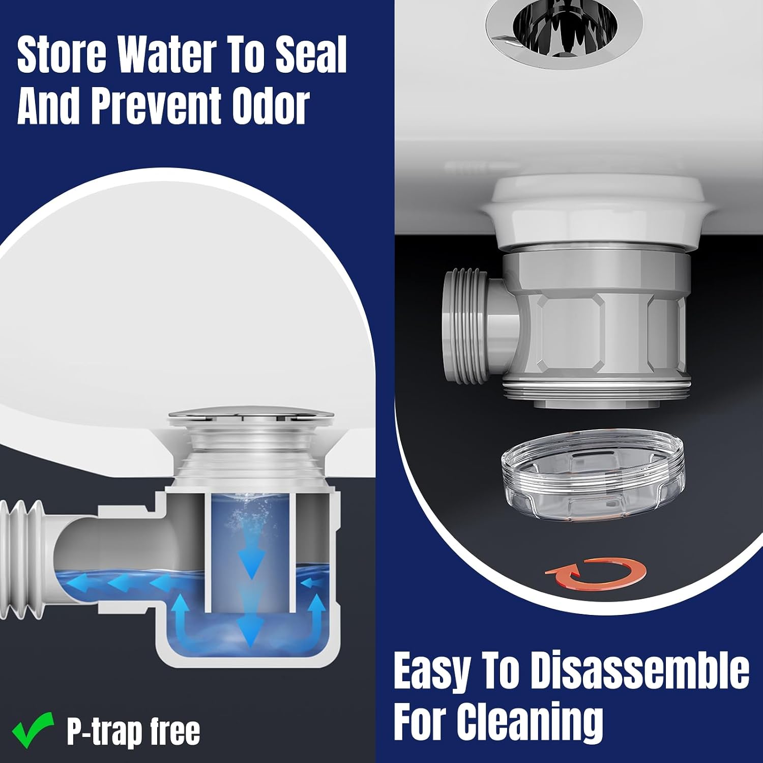 Detalle de Bathroom Sink Drain Kit for 1-1/4-inch and 1-1/2-inch Drains