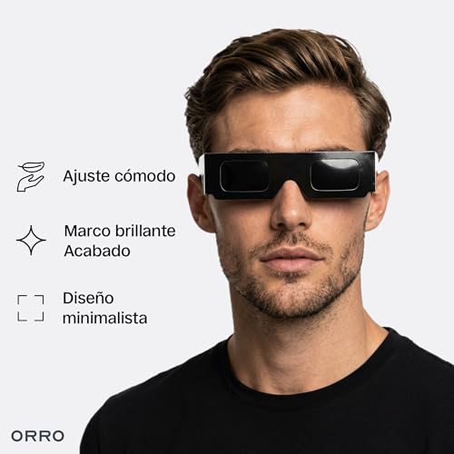 Detalle de ORRO Gafas para Eclipse Solar 37 mm — Pack 2/6/12/50, negras, certificadas EN ISO 12312-2:2015 y CE
