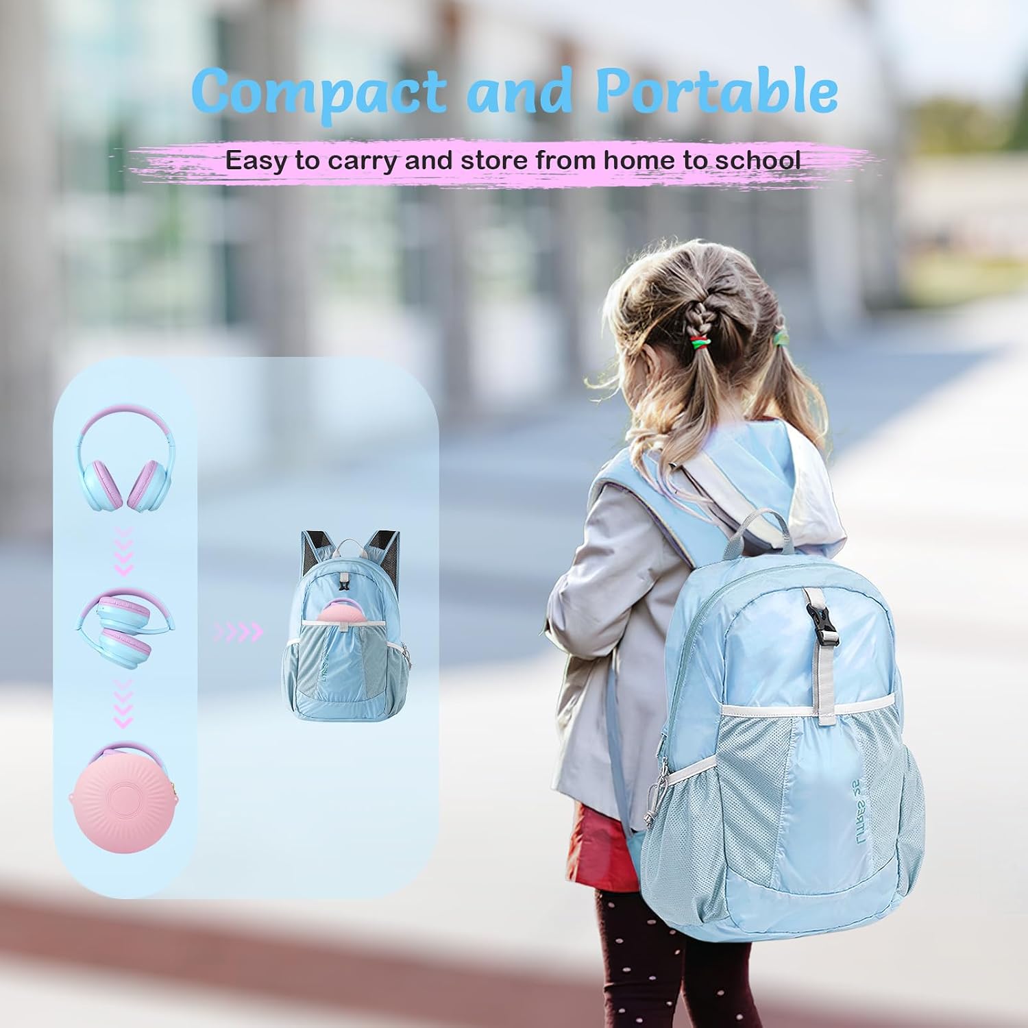 Thumbnail 4 de TONOSHARK Kids Wireless Noise Cancelling Headphones (Blue Purple) with Mic, Foldable Case