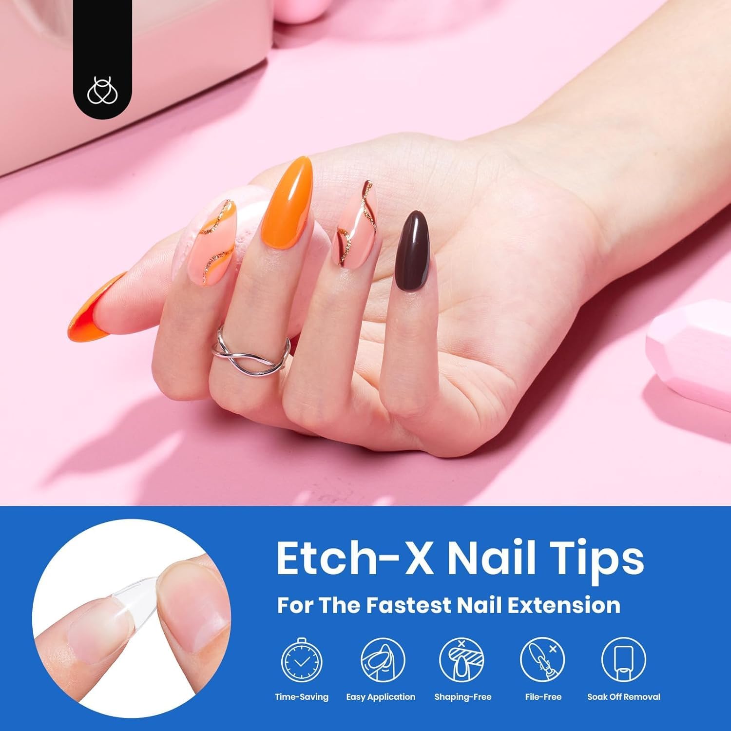 Detalle 2 de Beetles Gel Polish 504 mittlere Mandel Tips
