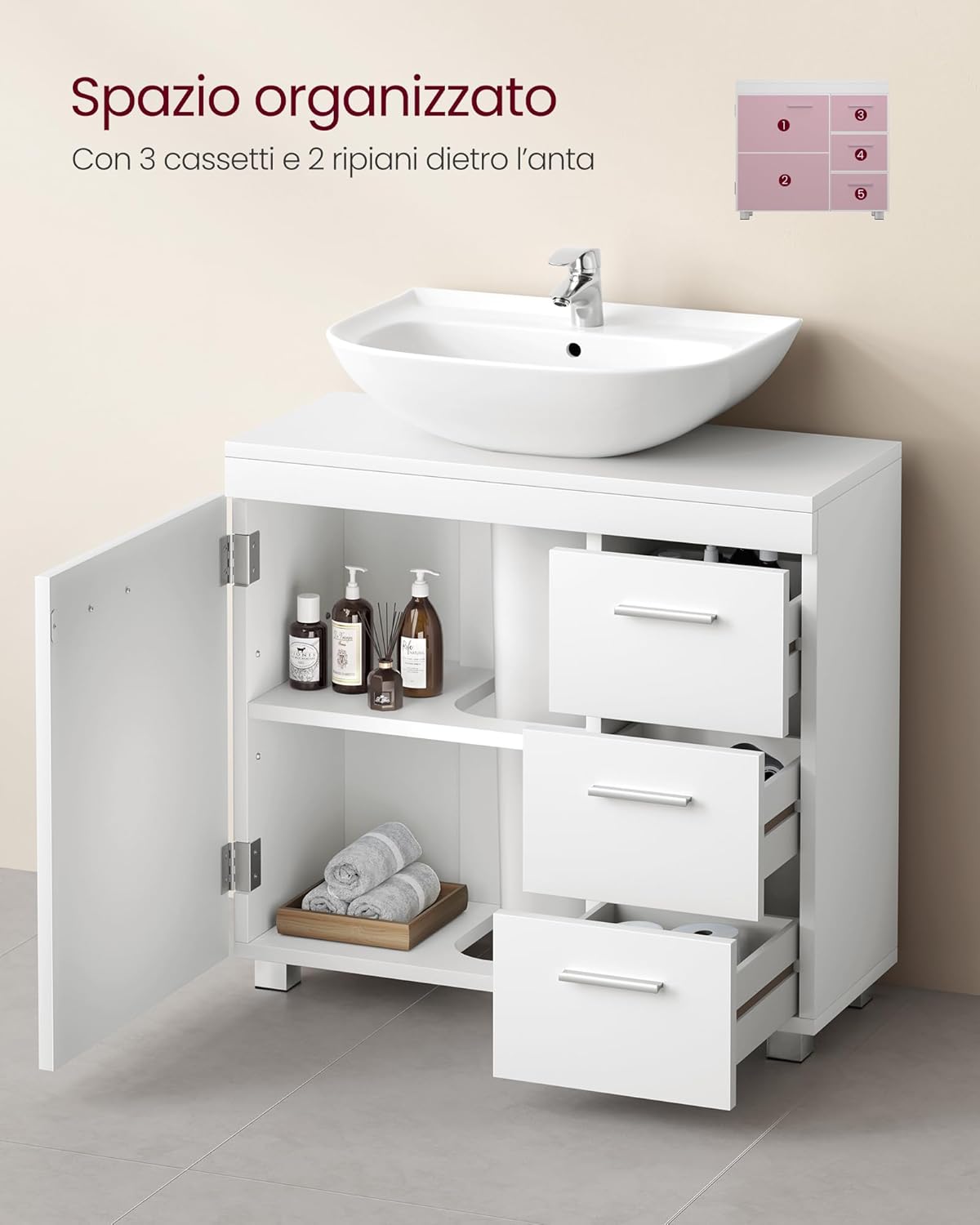 Detalle 1 de Mobile sottolavabo per bagno 30 x 70 cm