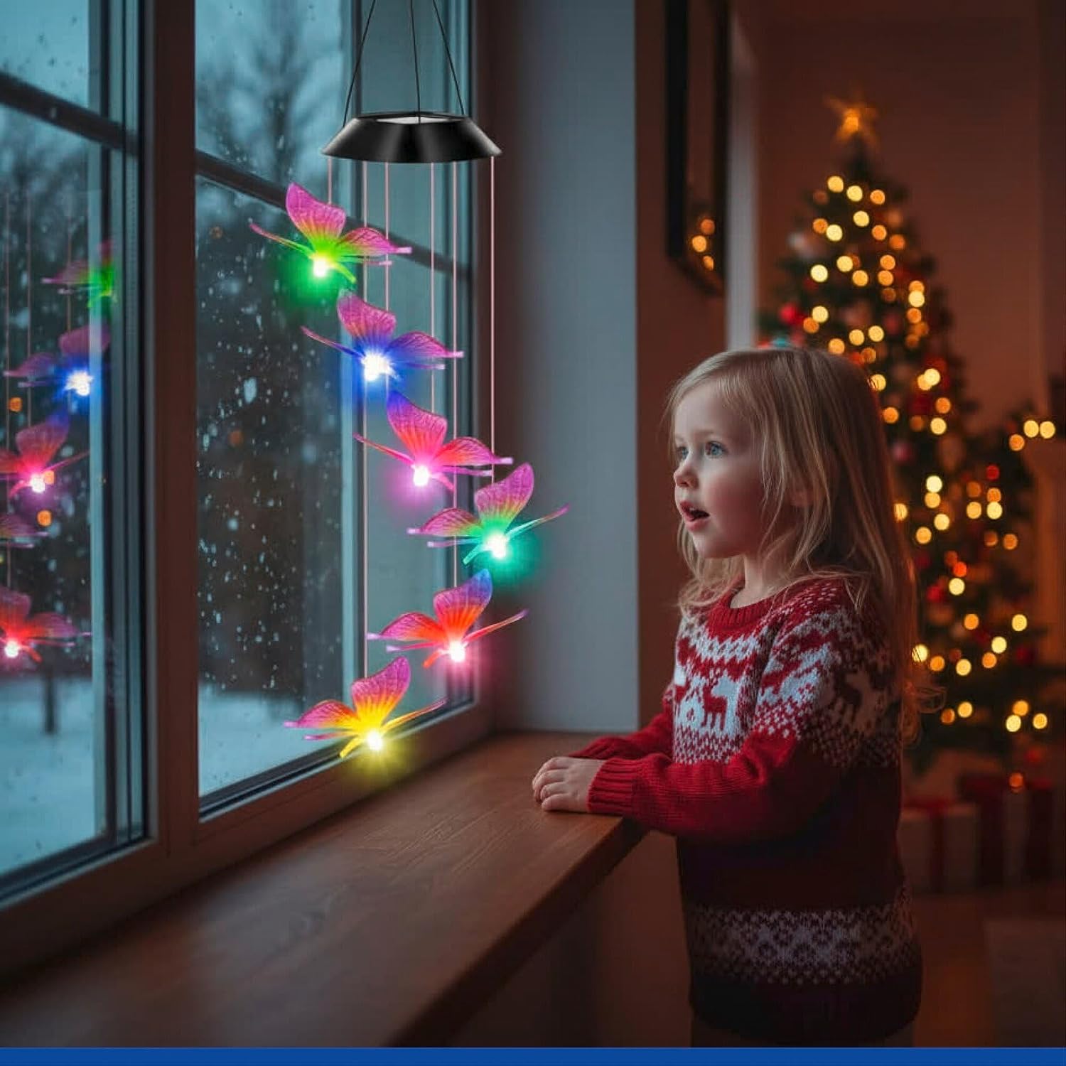Detalle de Maximex 9945910500 – solarny dzwonek LED w kształcie motyla, 5 kolorów