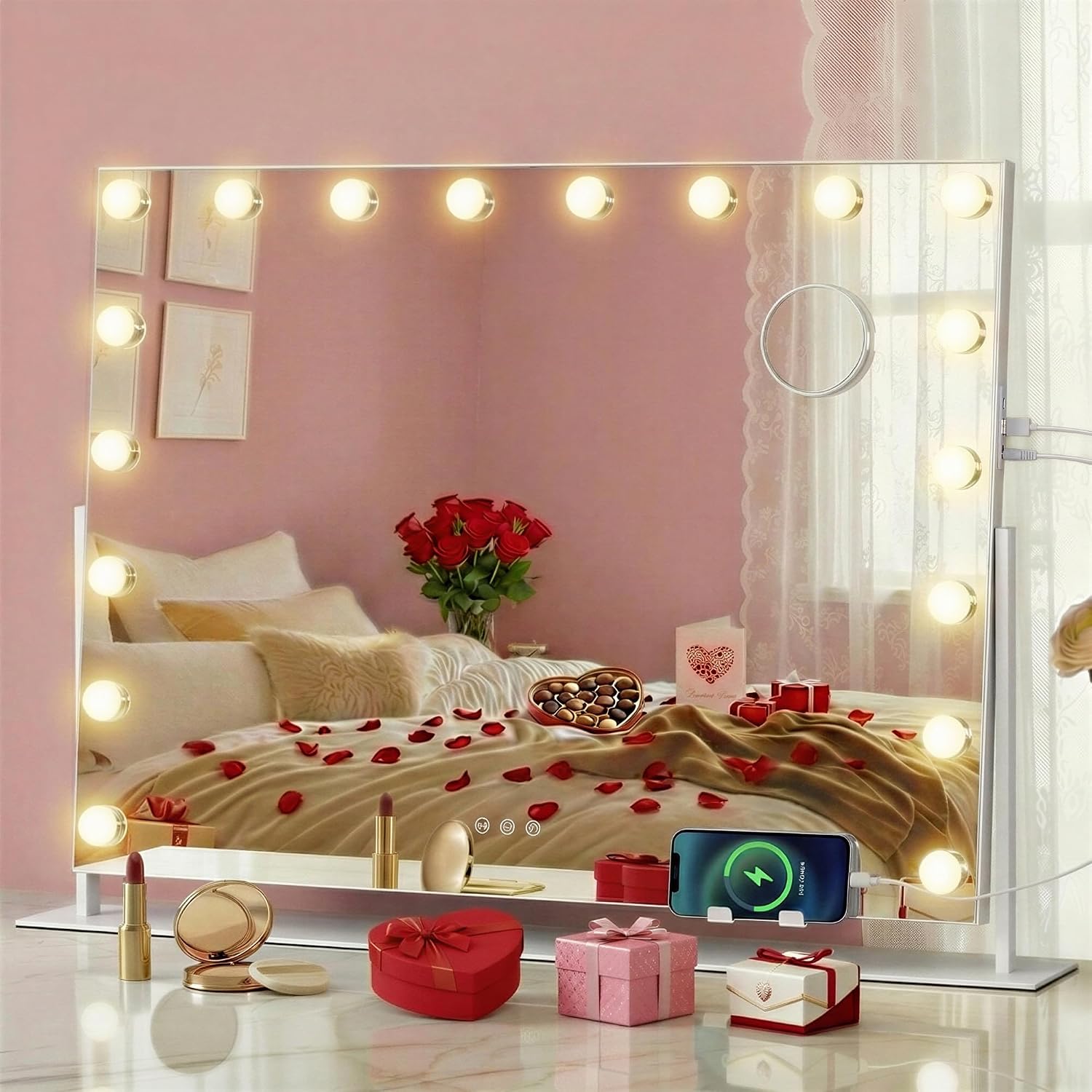 Detalle de SONGMICS LWM003WC02 miroir de maquillage 80 x 60 cm 💄