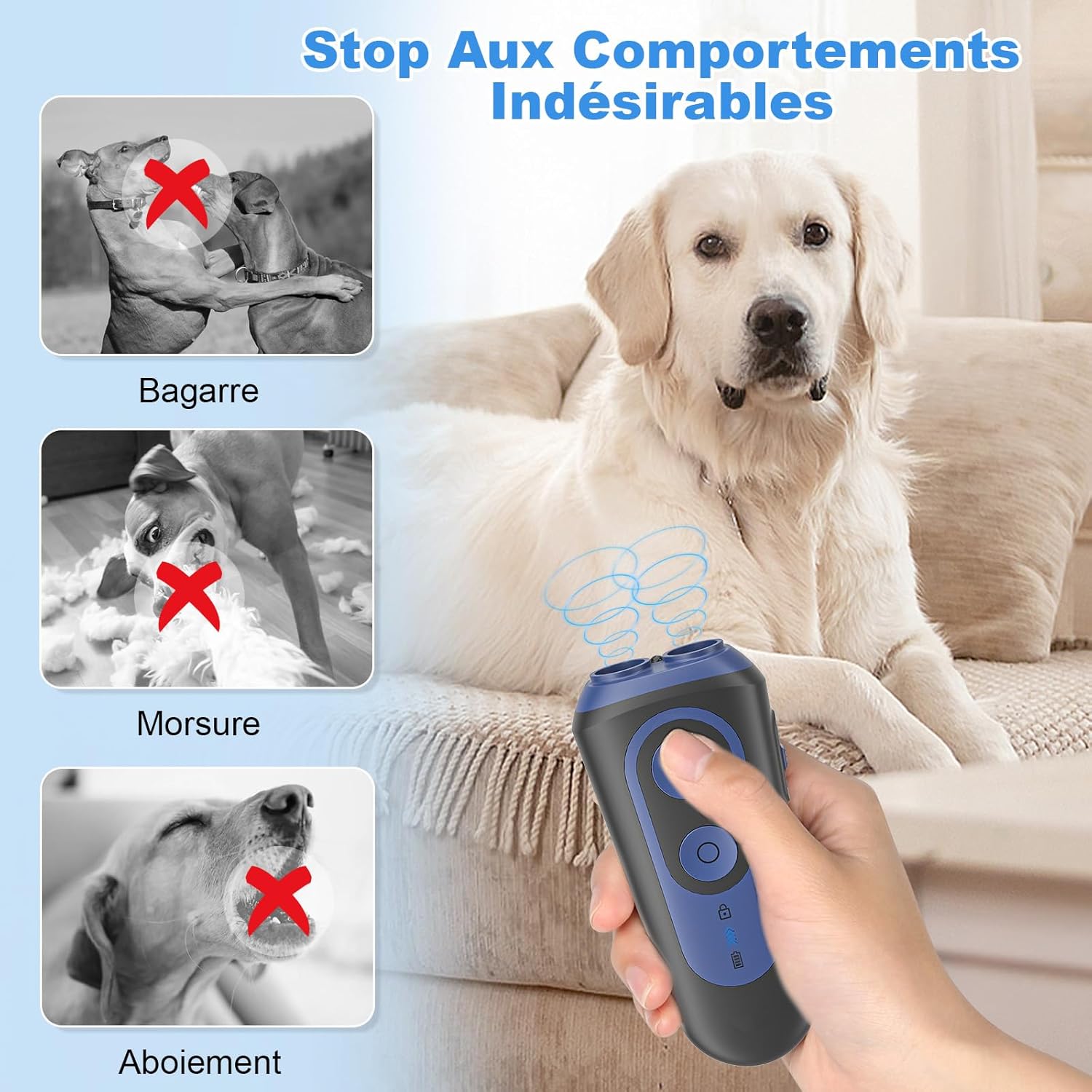 Thumbnail 2 de Anti Aboiement Chien Ultrason Puissant — Détracteur d'Aboiement Canin avec 3 Modes et Portée 15 m