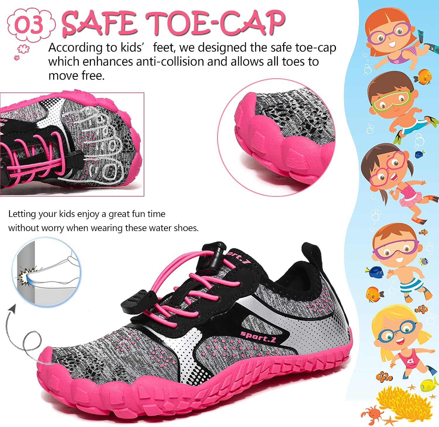 Detalle 2 de Kids Water Shoes: Breathable, Lightweight Aqua Beach Shoes for Boys and Girls