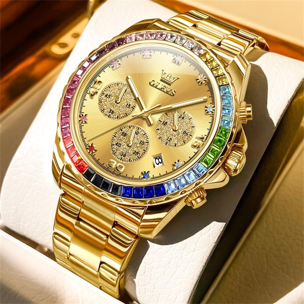 Detalle 2 de OLEVS Luxus Diamant Herren Uhr