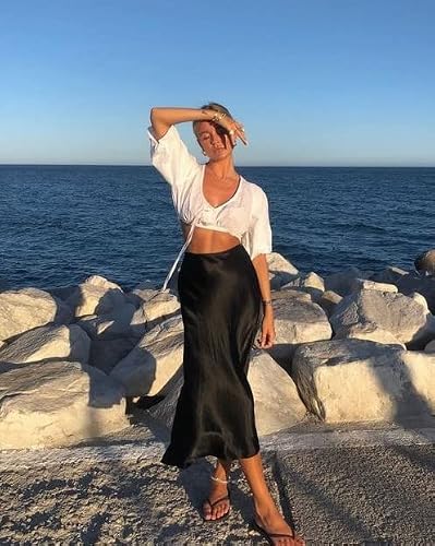 Detalle de Zeagoo Women's High Waist Midi Skirt 🎉