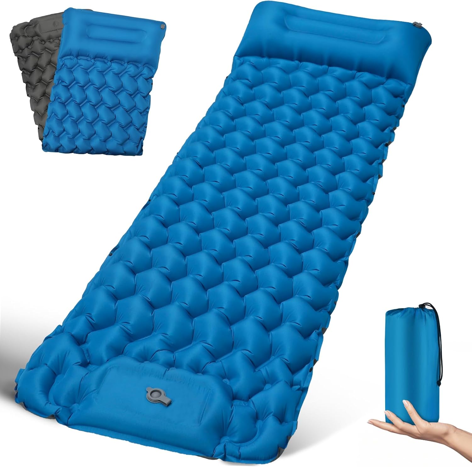 FORRINX Isomatte Camping Luftmatratze Ultraleicht – 9 cm Polster, 200x68 cm, 950 g, faltbar inkl. Kopfkissen