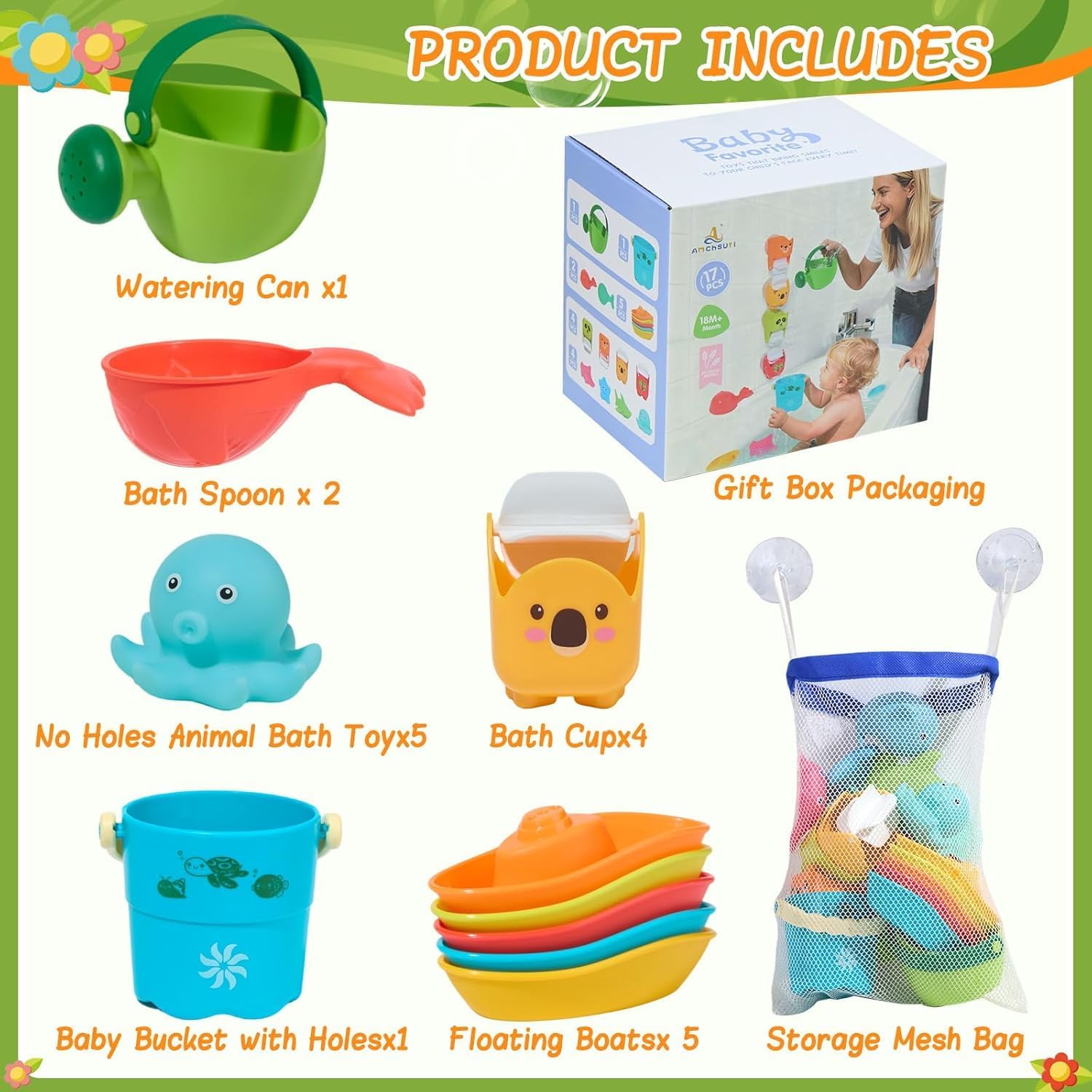 Thumbnail 5 de GINNO Baby bath toys, 17-piece set