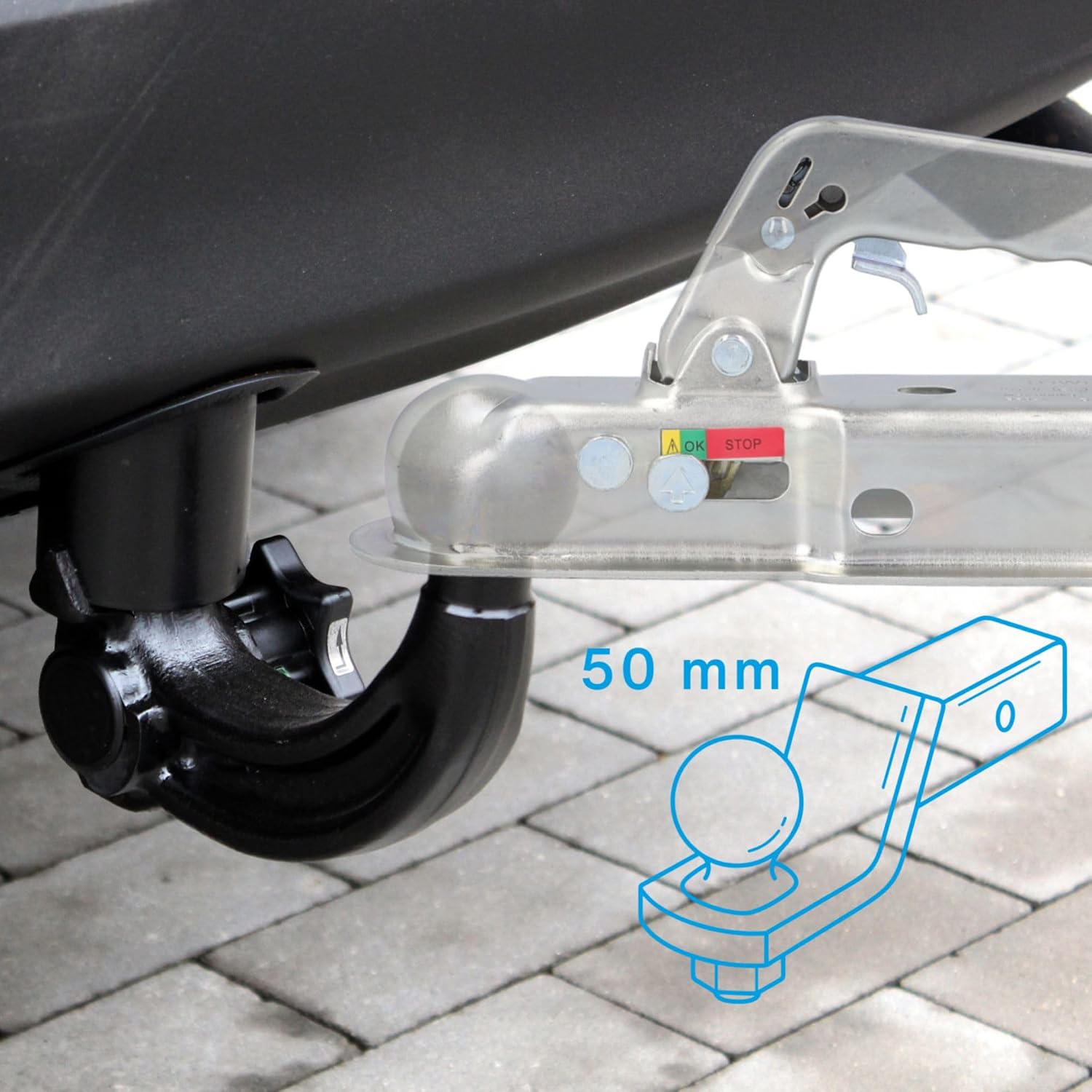 Detalle 2 de Zugkugelkupplung bis 750 kg für Vierkantrohr/60mm – zuverlässige Anhängerkupplungstechnik