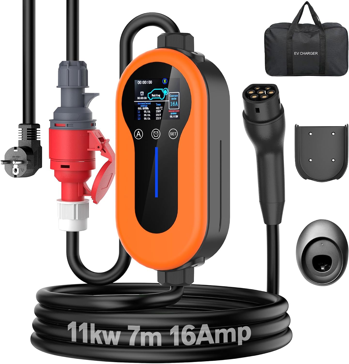 Detalle de Mobile Wallbox 11kW mit App – 7 m Typ 2 Kabel, flexibel lädt unterwegs
