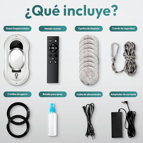 Detalle 1 de JUPPLIES Robot Limpiacristales 90W con Succión 5600Pa – 3 Modos Automáticos, Control Remoto y Seguridad Anticaída