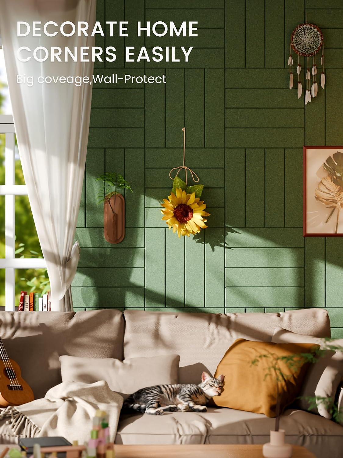 Detalle 2 de Bumusty Large Felt Bulletin Board Tiles 36 x 24" – Modular 6‑Tile Cork Board Alternative
