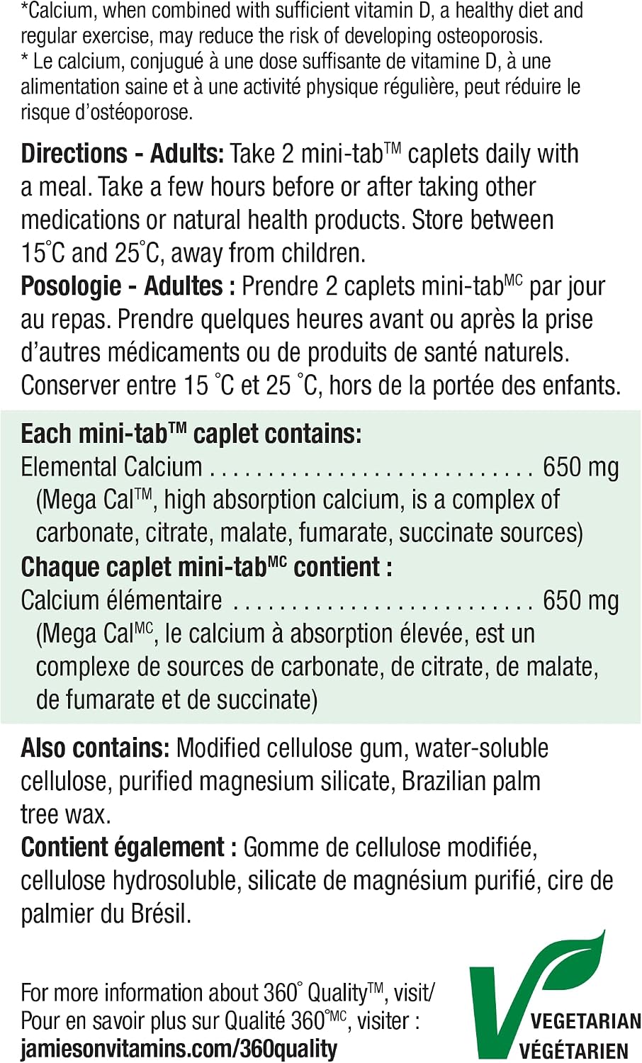 Detalle 1 de Jamieson Mega Cal 64642048707 Calcium Caplets, 650 mg, 5 Calcium Sources
