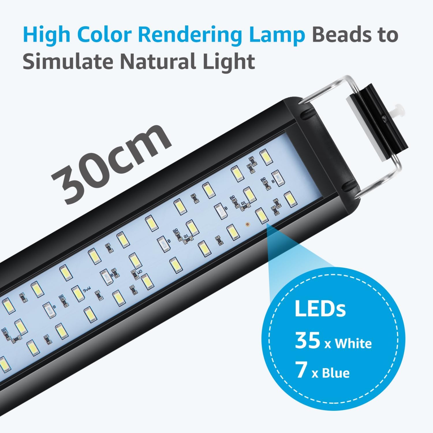 Thumbnail 1 de Nobleza Luce per Acquario con Timer e 3 Colori, 10 Livelli Luminosità, 8W (per acquari 30-50 cm)