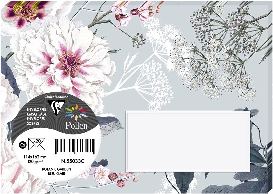 Detalle de Clairefontaine 55033C – Paquet de 20 enveloppes imprimées Botanic Garden, format C6