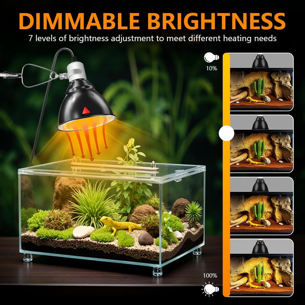 Thumbnail 4 de HOTUT Reptile Dome Terrarium: Aluminium Reflektorlampe mit E27 Fassung und 360° Clip