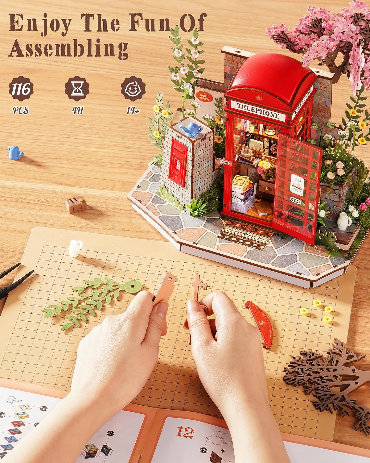 Thumbnail 4 de ROBOTIME Puzzle 3D en bois adulte Sakura « Blossom Book Booth »