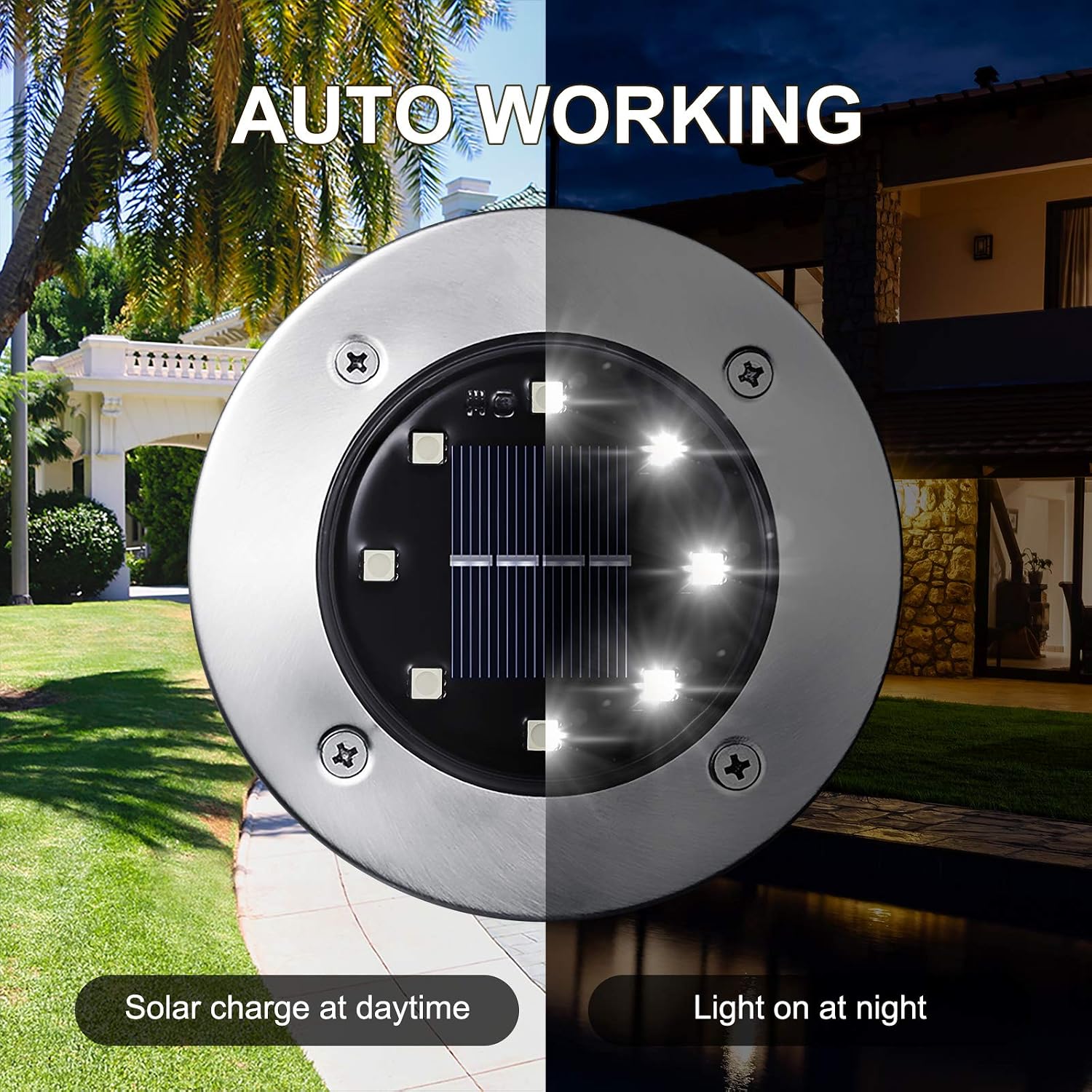 Detalle de LYHOPE Solar Ground Lights 8-Pack