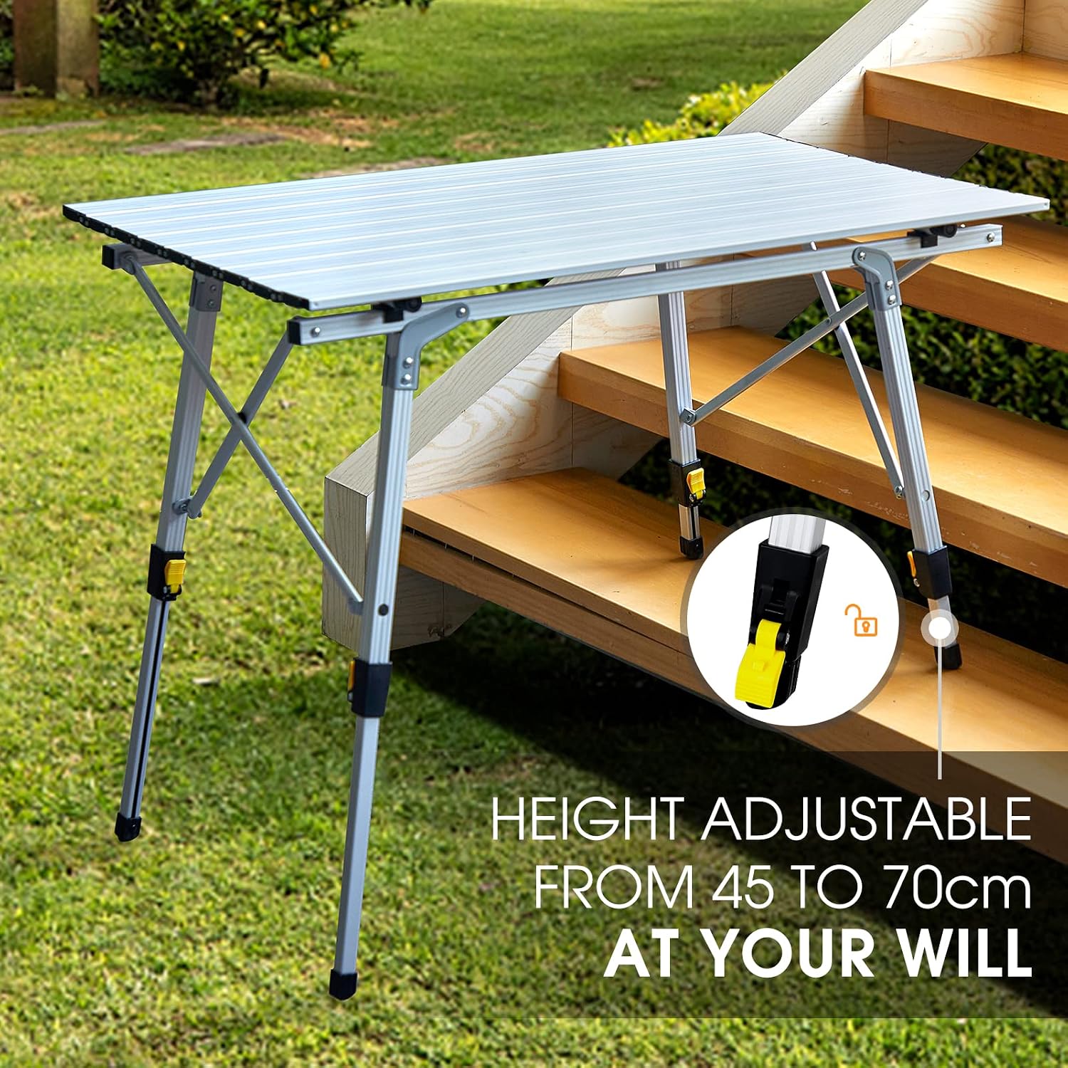 Thumbnail 3 de Portal Campingtisch faltbar Höhenverstellbar Aluminium 90x53 cm – leicht, robust und kompakt
