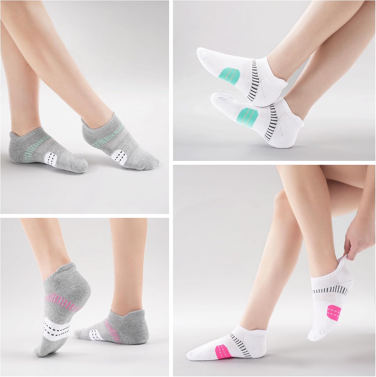 Detalle 2 de EconioSocken Sneaker Socken Damen 35-42 – atmungsaktiv, blasenarm & polsternd