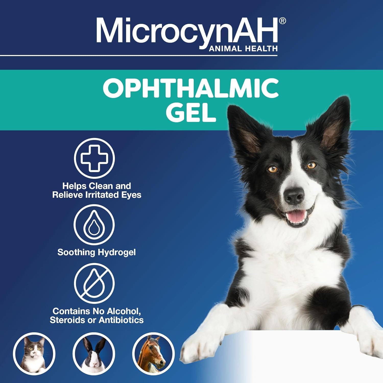 Detalle de Microcyn AH Gel ophtalmique 89 ml — Nettoyage et soulagement pour chiens, chats, chevaux et lapins