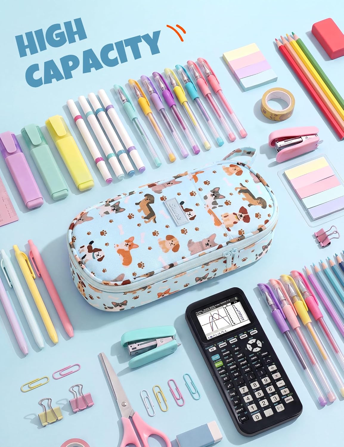 Detalle de SUNEE S-P8157 Pencil Case, Cute Dog Print, Oxford Fabric, Zippered