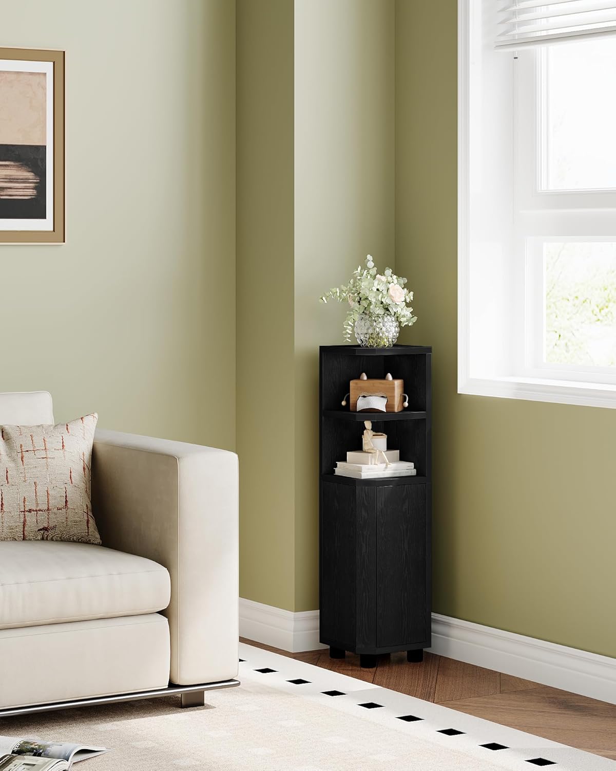 Thumbnail 6 de Hzuaneri Armoire de Salle de Bain d'angle 20 x 20 x 79 cm – Noir (BC20004X)