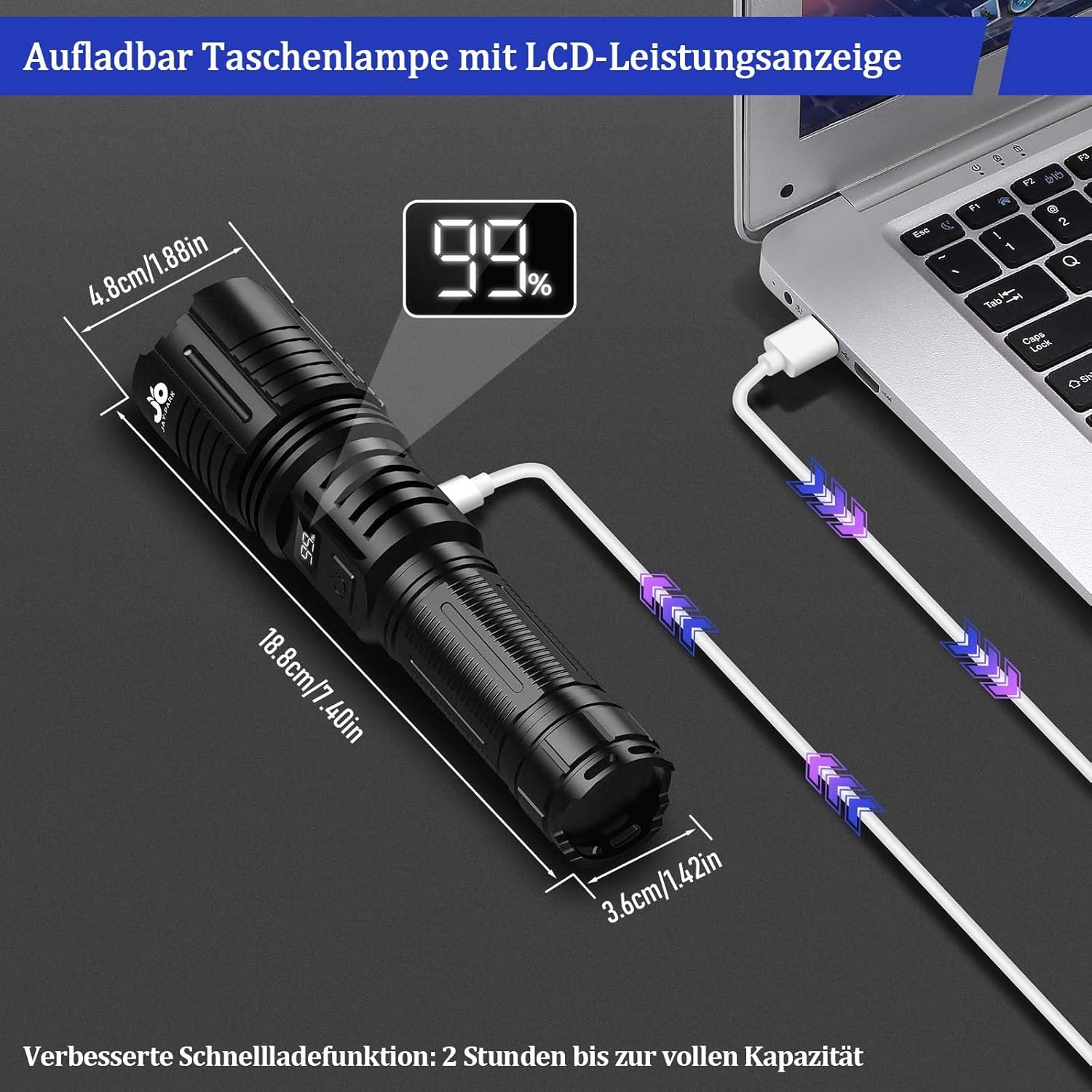 Thumbnail 3 de JAY-PARK Taschenlampe LED 500000 Lumen