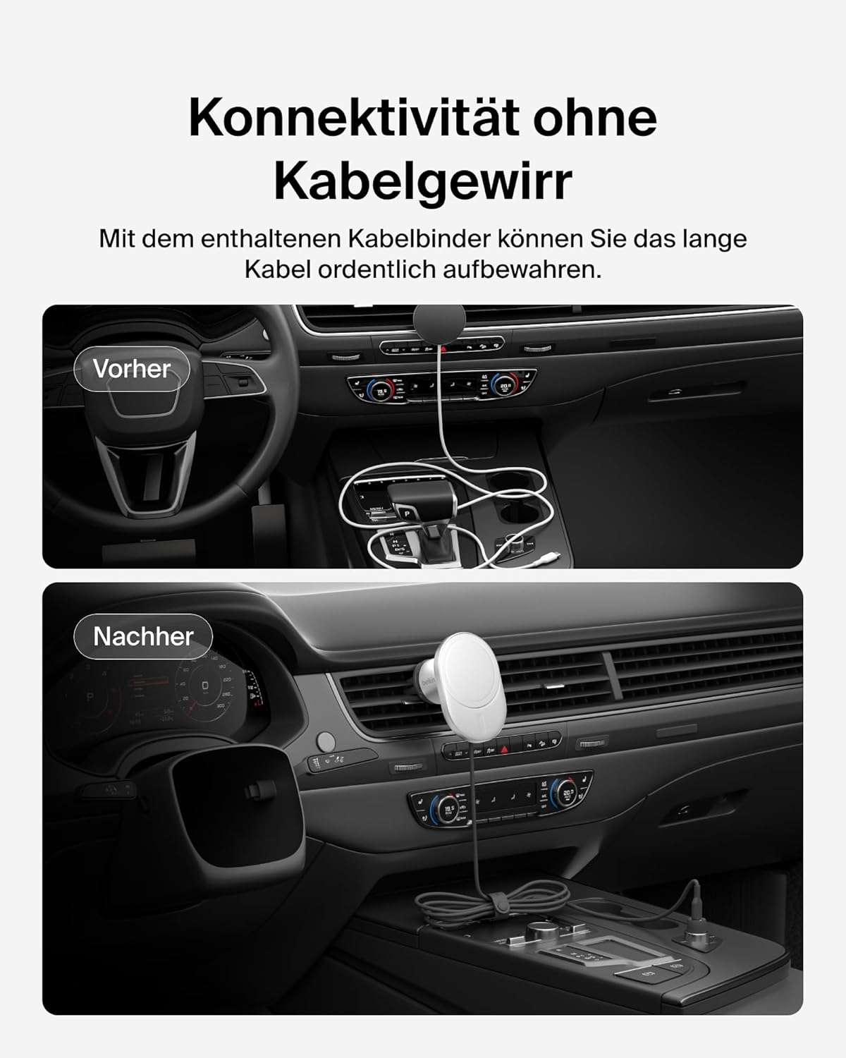 Detalle 2 de Belkin BoostCharge Pro magnetisches Qi2-Kfz-Ladegerät (15 W) mit MagSafe-Kompatibilität für iPhone