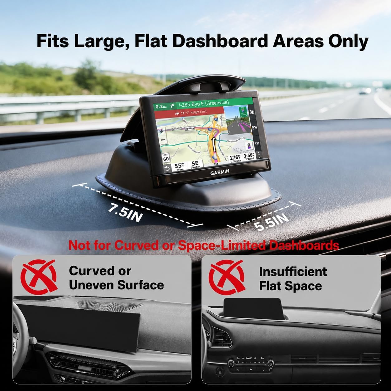 Detalle 1 de APPS2Car FBA_GPS01 GPS and Phone Dashboard Mount, Non-Slip Beanbag