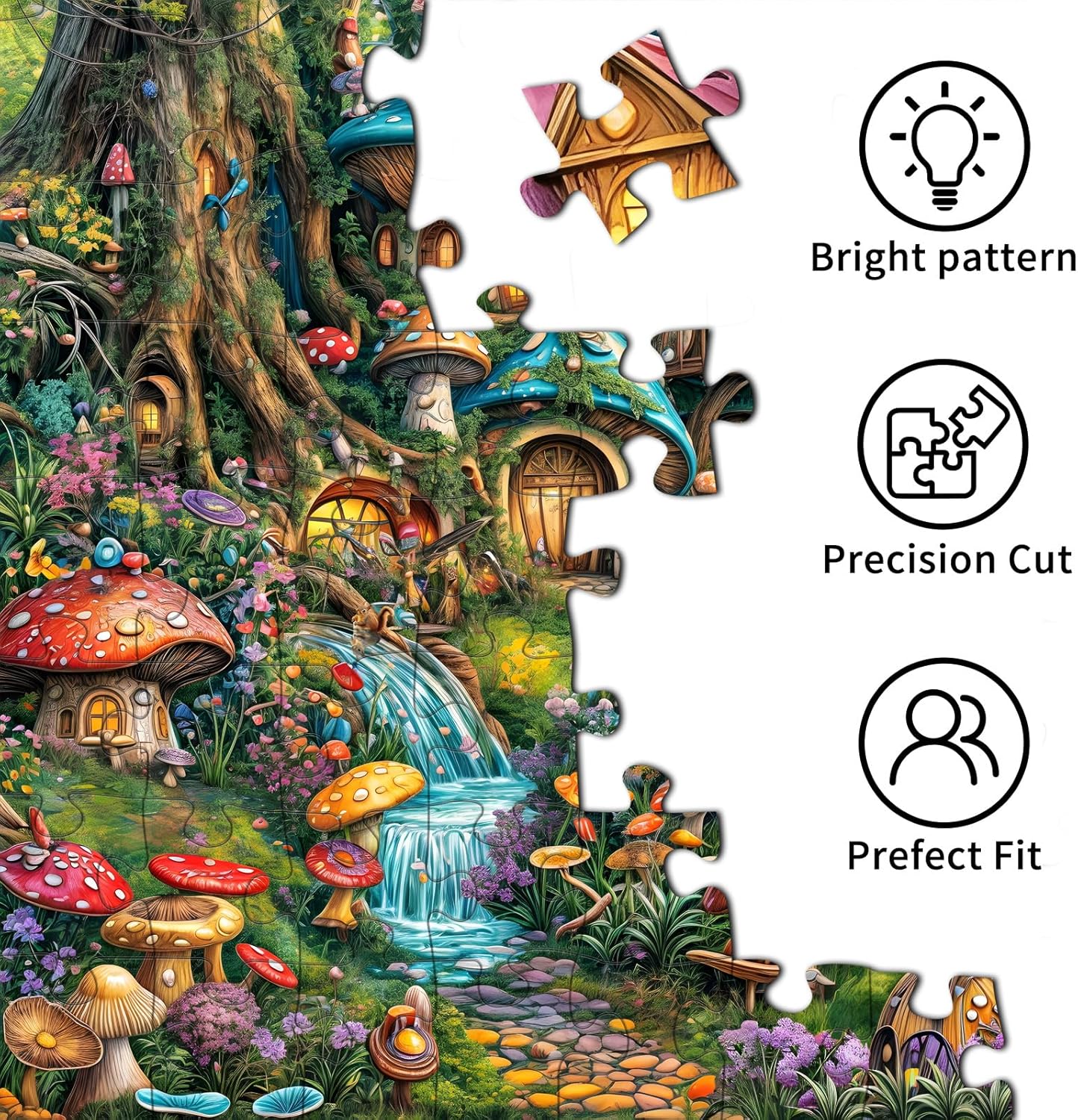 Detalle 2 de MOJIGE Jigsaw Puzzles for Adults 1000 Pieces – Mushroom Garden “Impossible” Theme