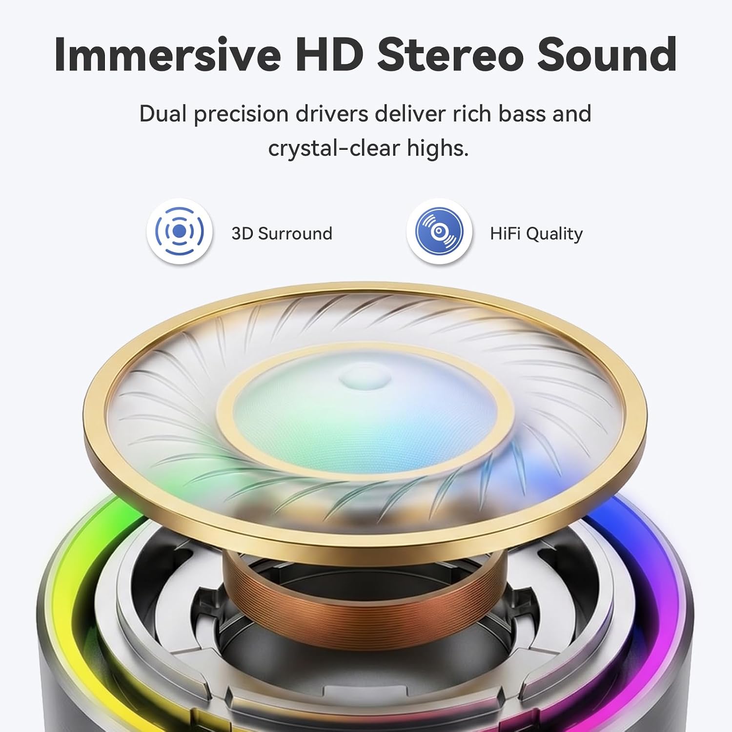 Detalle de buwy Mini Bluetooth-Lautsprecher – 83 g, IPX7, Bluetooth 5.4, RGB-Lichteffekte
