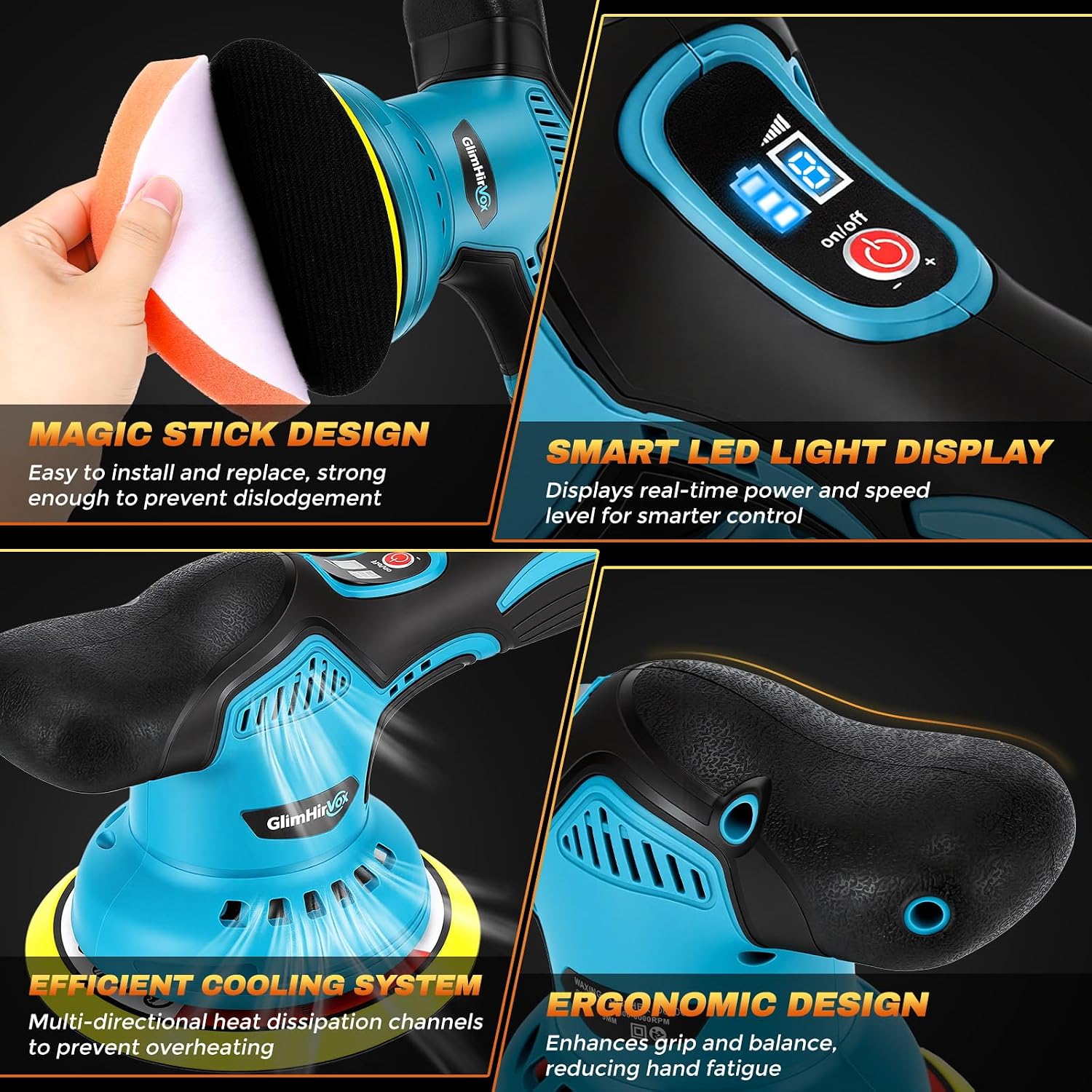 Thumbnail 6 de GlimHirVox Cordless Dual-Action Car Polisher, 2.0Ah