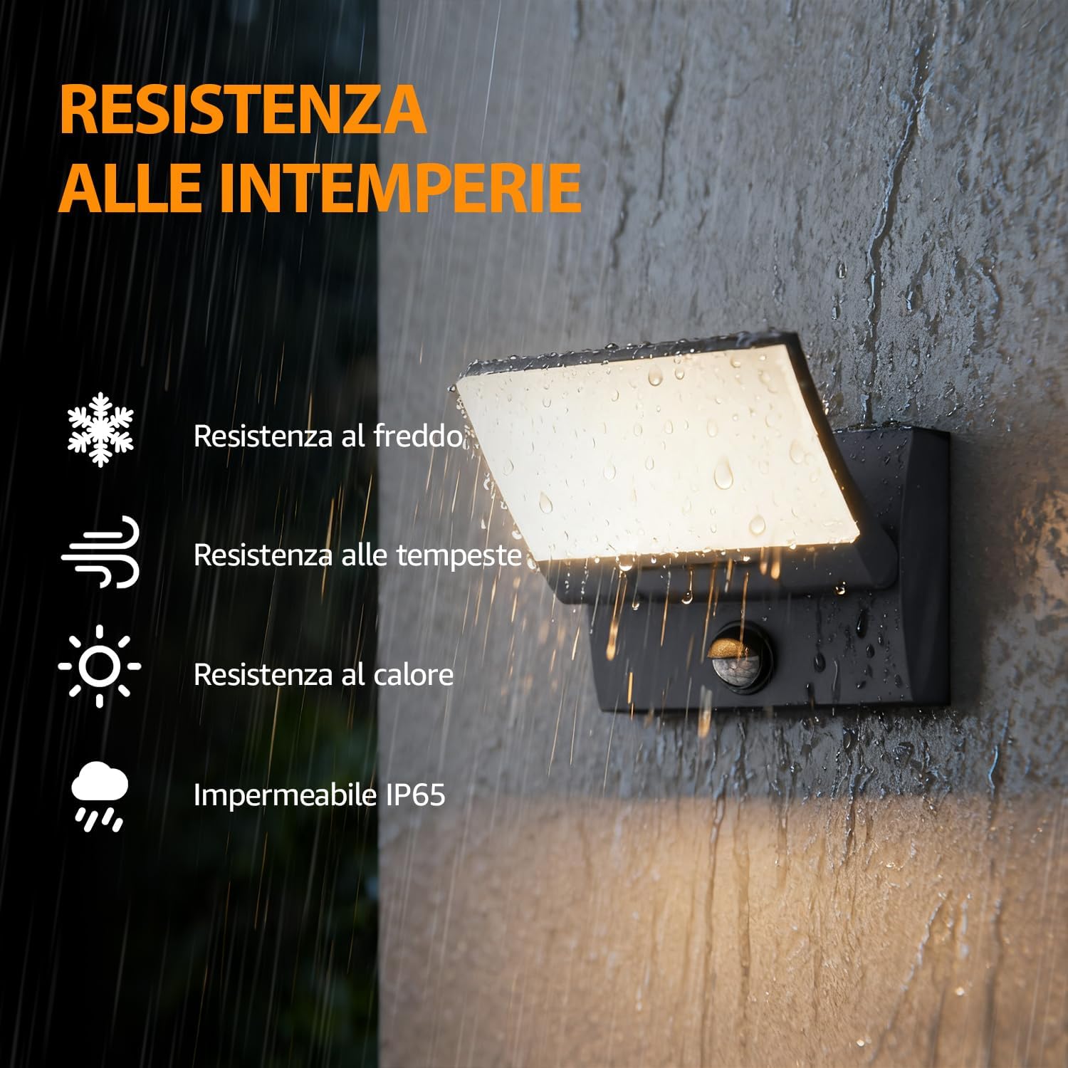 Detalle de K-Bright 2 pezzi: Applique LED 30W con Sensore di Movimento, IP65, orientabile 150°