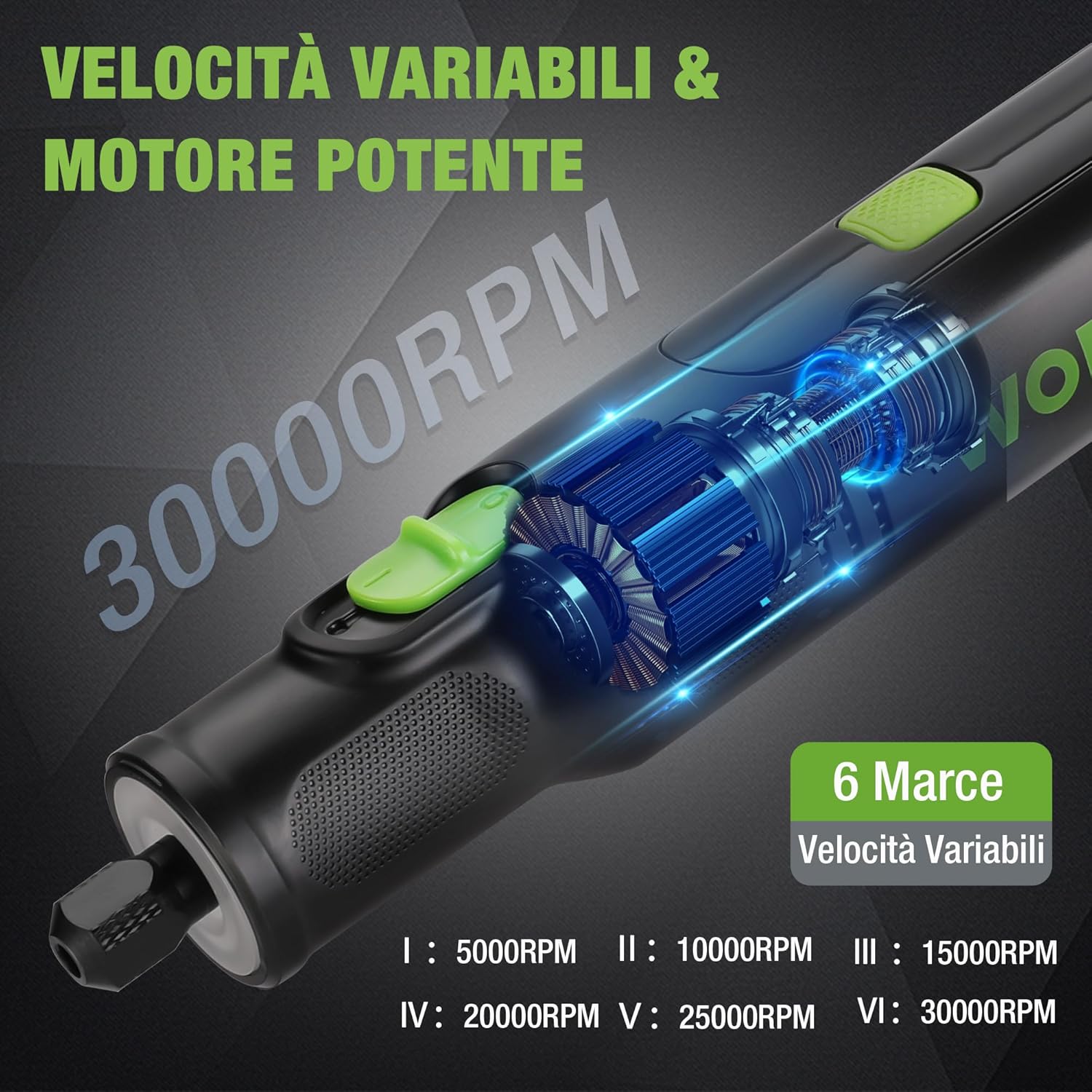 Thumbnail 4 de WORKPRO Utensile Rotante 7,2 V – Multifunzione con 117 accessori, 6 velocità e LED